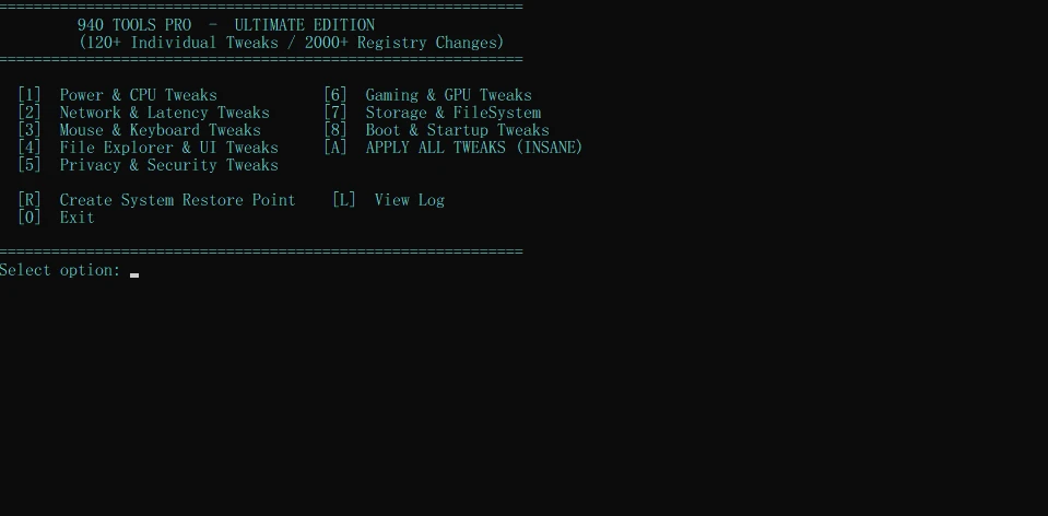 Tweaking utility